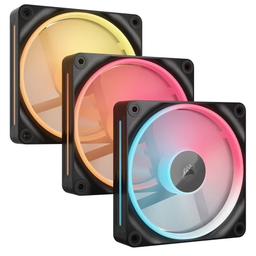 19642-Corsair iCUE LINK LX120-R RGB Carcasa del ordenador Ventilador 12 cm Negro 3 pieza(s)