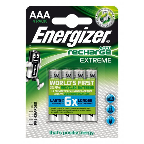 1971-BLISTER 4 PILAS RECARGABLES EXTREME POTENCIA 800 MAH TIPO HR03 ENERGIZER E300624400