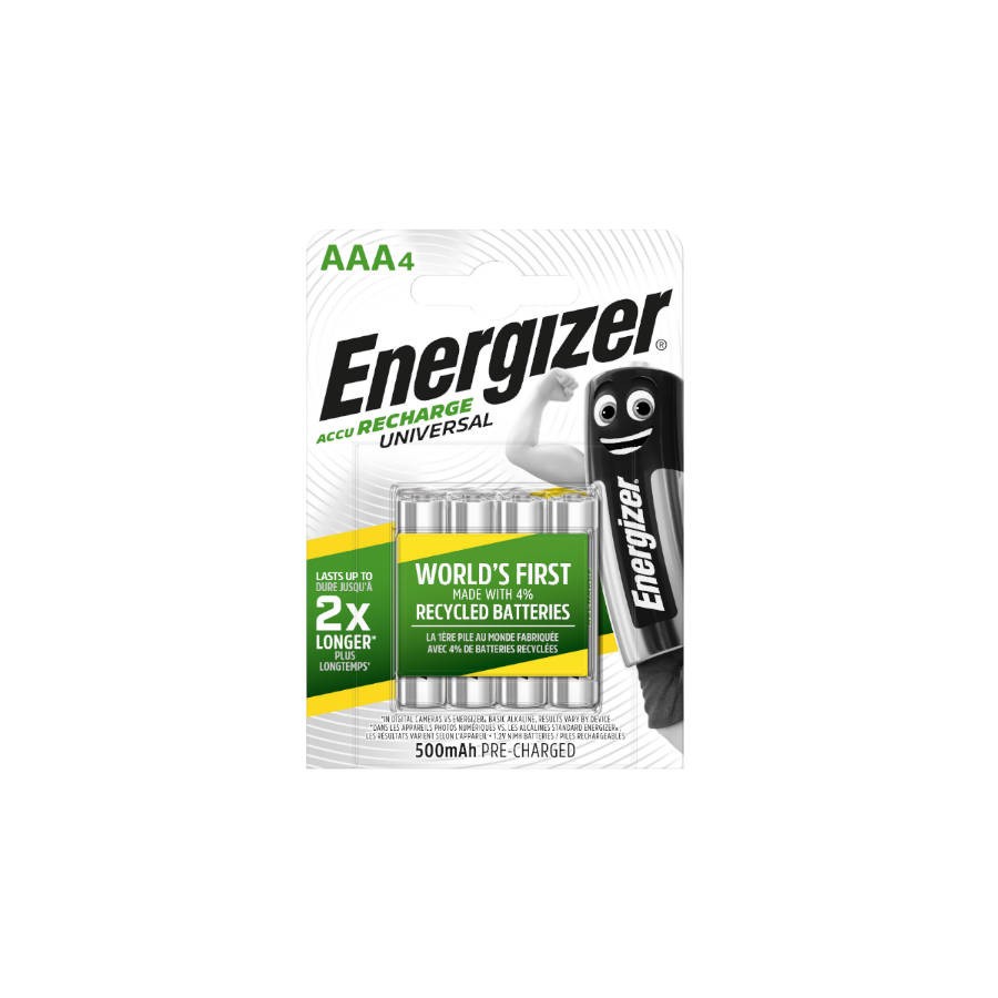 1972-BLISTER 4 PILAS RECARGABLES UNIVERSAL POTENCIA 500 MAH TIPO HR03 ENERGIZER E301375701