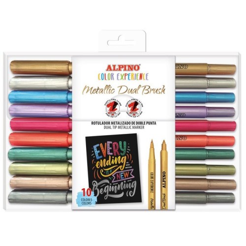 19914-ESTUCHE 10 ROTULADORES METALLIC DUAL BRUSH LETTERING ALPINO AR001091