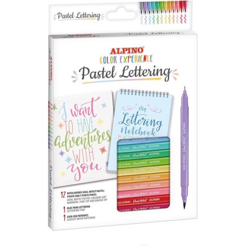 19915-ESTUCHE 12 ROTULADORES PASTEL LETTERING KIT ALPINO AR001093
