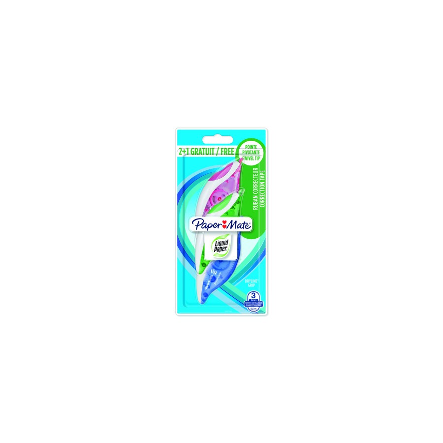 19950-CORRECTOR DRYLINE GRIP BL 2+1 PAPER MATE 2027780 19950-CORRECTOR DRYLINE GRIP BL 2+1 PAPER MATE 2027780
