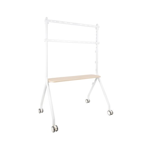 20143-TooQ iLOVE Soporte de Suelo con Ruedas para Pantalla 49"-80", Blanco y Haya