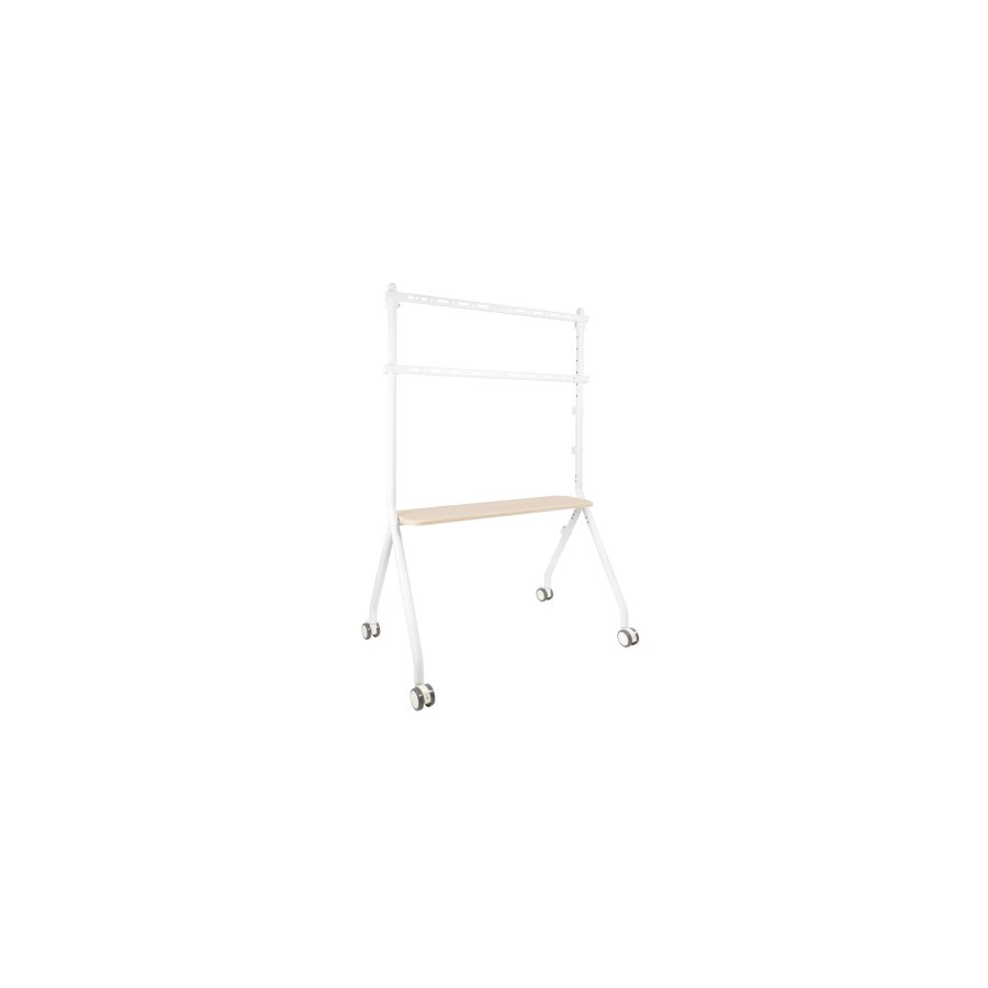 20143-TooQ iLOVE Soporte de Suelo con Ruedas para Pantalla 49"-80", Blanco y Haya