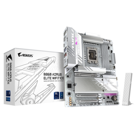 20431-GIGABYTE B860 AORUS ELITE WIFI7 ICE Placa base - CPUs Intel Core Ultra, VRM de 14+1+2+1 fases, hasta 9200MHz DDR5,