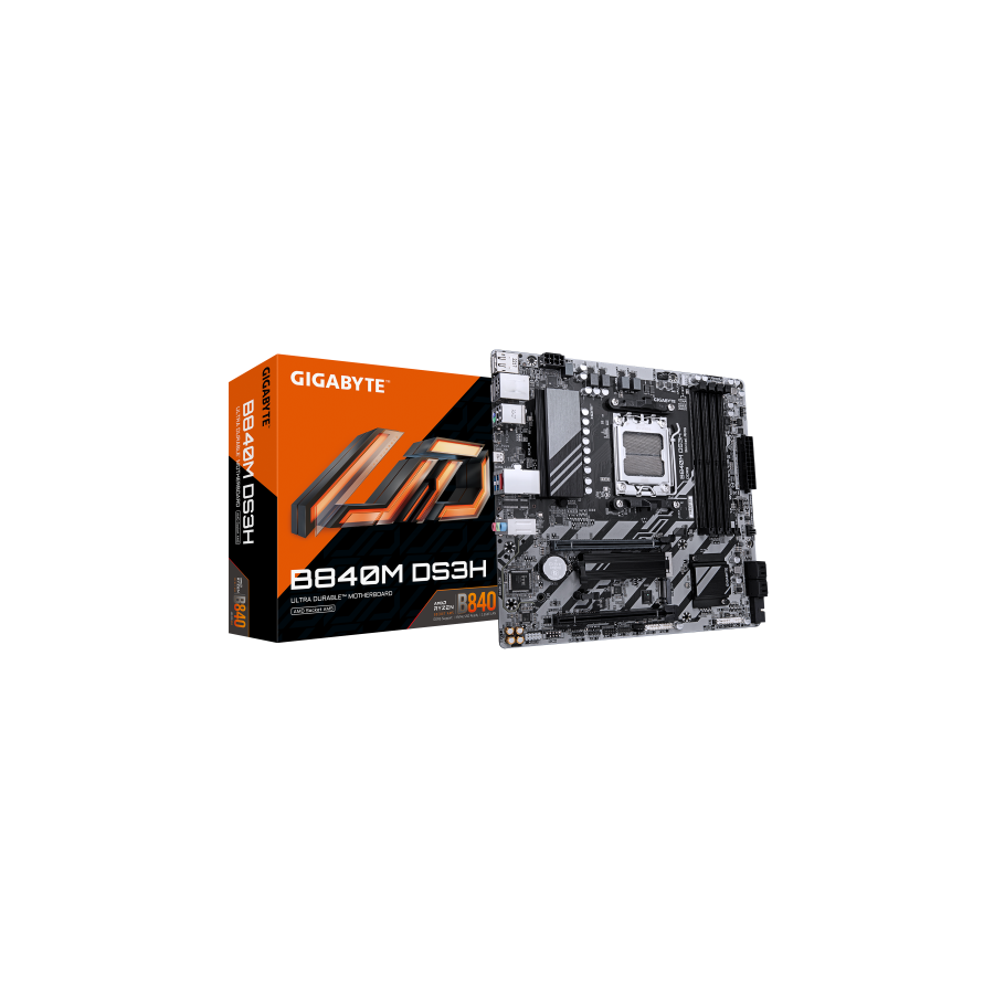 20510-GIGABYTE B840M DS3H Placa base - Procesadores AMD Ryzen 9000, VRM de 8+2+2 fases, hasta 8200 MHz DDR5, 2xPCIe 4.0 20510-GIGABYTE B840M DS3H Placa base - Procesadores AMD Ryzen 9000, VRM de 8+2+2 fases, hasta 8200 MHz DDR5, 2xPCIe 4.0