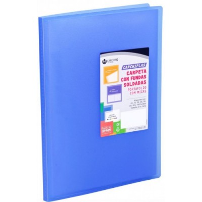 CARPETA CARCHIPLAS BOOK A4 POLIPROPILENO 20 FUNDAS SOLDADAS AZUL CARCHIVO 50302050