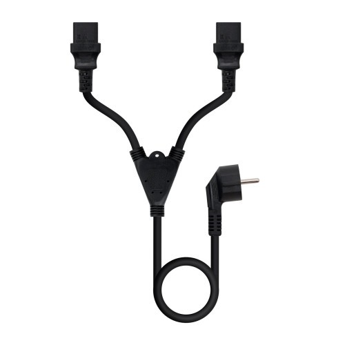 21145-Nanocable Cable de Alimentacion CEE7/M a 2xC13/H, Negro, 3 m