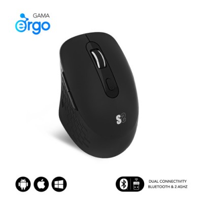 SUBBLIM Raton CURVE ERGO DUAL MOUSE BATTERY BLACK