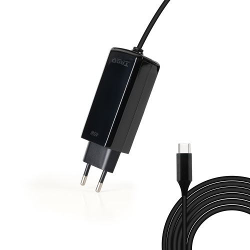 21159-TooQ Cargador de portatil GAN USB-C PD 45W, Negro