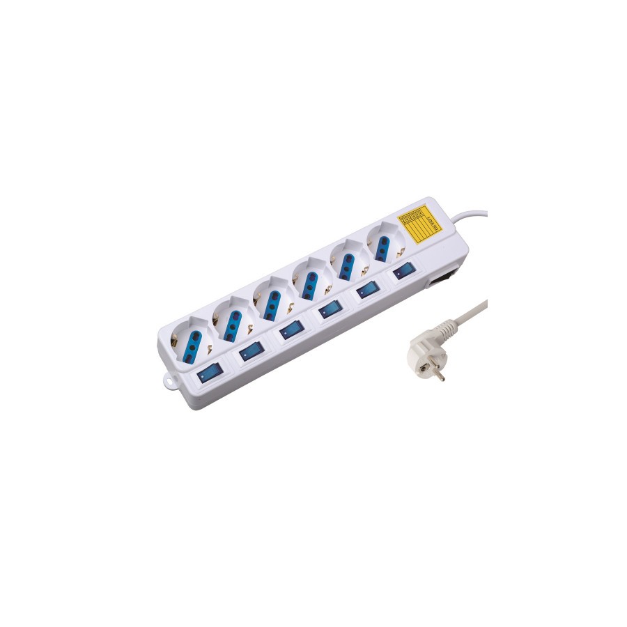 21272-Ewent EW3932 limitador de tension Blanco 6 salidas AC 1,5 m 21272-Ewent EW3932 limitador de tension Blanco 6 salidas AC 1,5 m