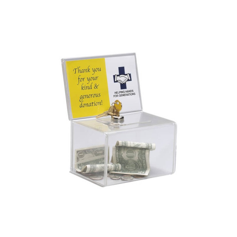 2149-CAJA PARA SUGERENCIAS O PROPINAS CON LLAVE CON EXPOSITOR 16,5X11 CM TRANSPARENTE DEFLECTO 596901 2149-CAJA PARA SUGERENCIAS O PROPINAS CON LLAVE CON EXPOSITOR 16,5X11 CM TRANSPARENTE DEFLECTO 596901