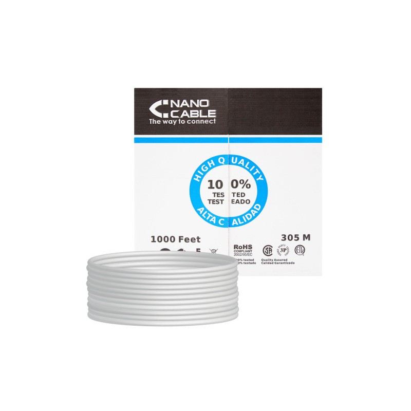 21579-NANOCABLE CABLE RED RJ45 CAT.6 UTP RIGIDO AWG24, 305 M (10.20.0504)