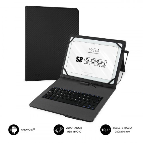 23122-SUBBLIM Funda con Teclado Micro USB - USB C KEYTAB PRO USB 10,1" Black
