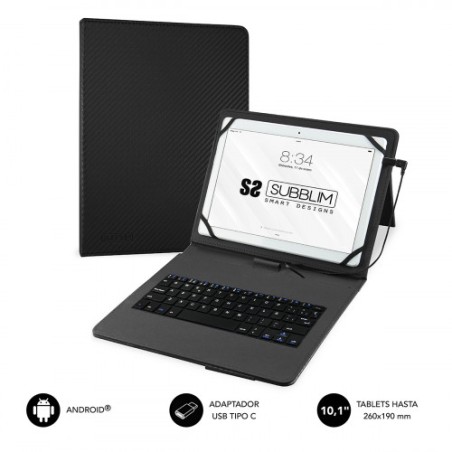 23122-SUBBLIM Funda con Teclado Micro USB - USB C KEYTAB PRO USB 10,1" Black