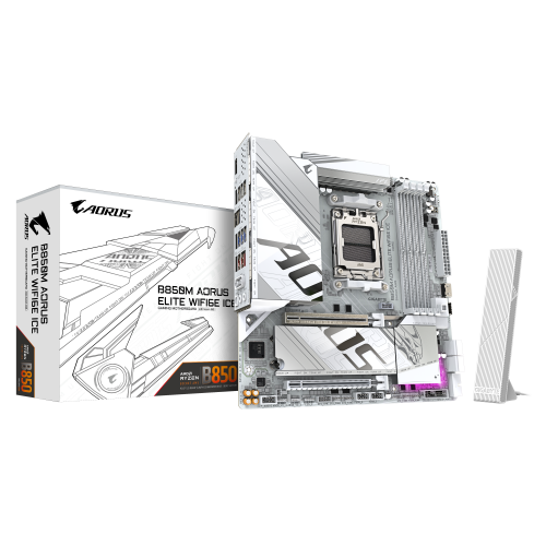23346-GIGABYTE B850M AORUS ELITE WIFI6E ICE Placa Base - Procesadores AMD Ryzen Serie 9000, 12+2+1 fases VRM digitales,