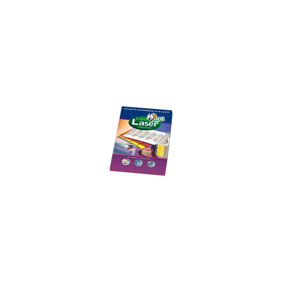 2372-CAJA 70 HOJAS ETIQUETAS AMARILLO FLUORESCENTE CON MARGENES-LASER/INYECCION DE TINTA/FOTOCOPIADORAS-70X36 MM TICO LP