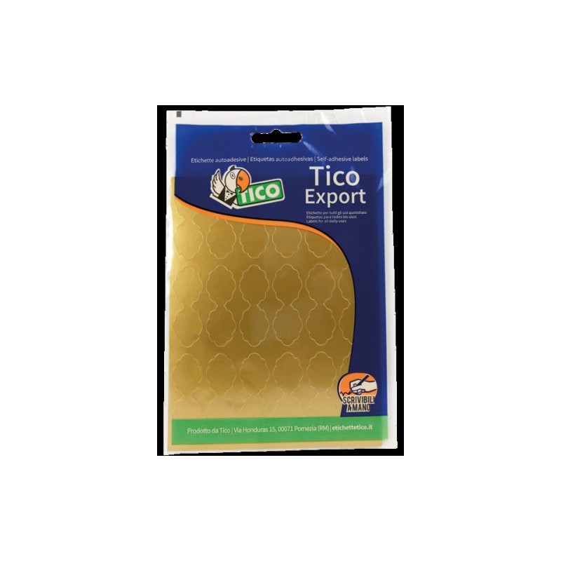 2388-PAQUETE 10 HOJAS ETIQUETAS SATINADAS ORO 48X18 MM TICO E-GL-4818