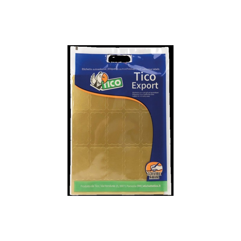 2389-PAQUETE 10 HOJAS ETIQUETAS SATINADAS ORO 45X21 MM TICO E-GL-4521