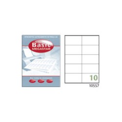 2400-CAJA 100 HOJAS ETIQUETAS BLANCAS CON MARGENES-LASER/INYECCION DE TINTA/FOTOCOPIADORAS-105X57 MM MEGASTAR LP4MS-1055