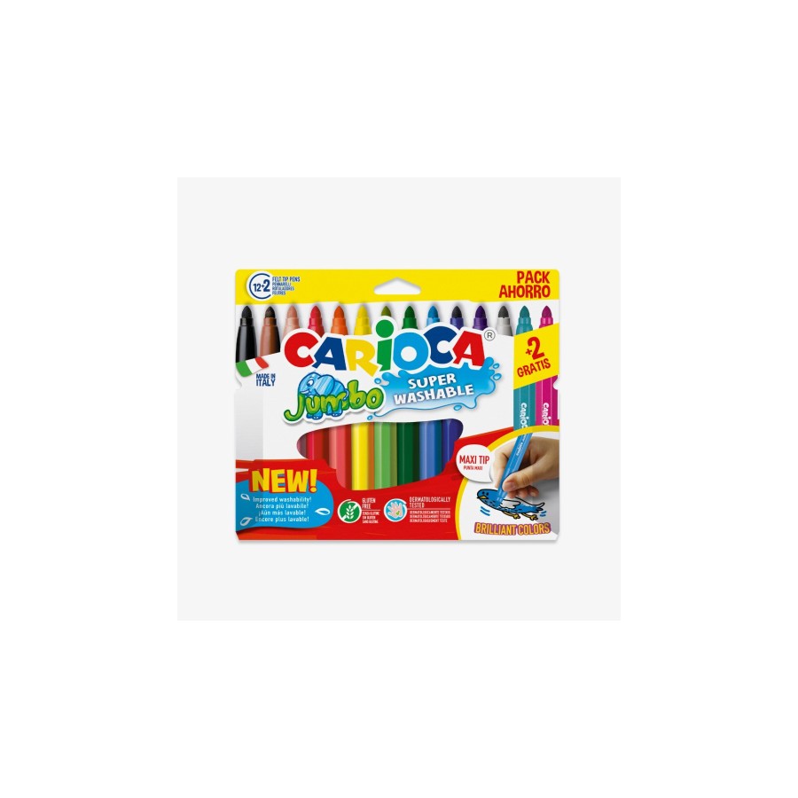 24376-CAJA 12+2 ROTULADORES COLORES SURTIDOS JUMBO SUPERLAVABLE CARIOCA 40567 24376-CAJA 12+2 ROTULADORES COLORES SURTIDOS JUMBO SUPERLAVABLE CARIOCA 40567
