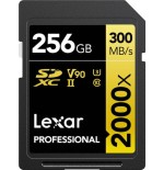 24940-LEXAR 256GB PROFESSIONAL 2000X SDXC UHS-II CARDS, UP TO 300MB/S READ 260MB/S WRITE C10 V90 U3