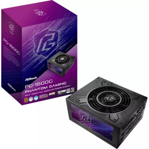 24993-FUENTE ALIMENTACION ASROCK PG-1600G,PSU,1600W,80 PLUS GOLD,135MM,MODULAR,PCI-E 5.1 (12+4pin)x2,PCI-E (6+2 pin)x8,S