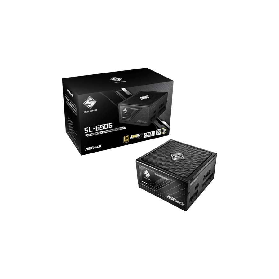 24996-FUENTE ALIMENTACION ASROCK SL-650G,PSU,650W,80 PLUS GOLD,135MM,MODULAR,PCI-E 5.1 (12+4pin)x1,PCI-E (6+2 pin)x3,SAT