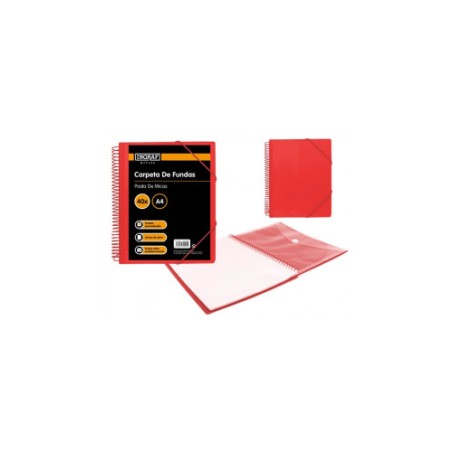 25066-CARPETA ESPIRAL 40 FUNDAS CON SOBRE A4 ROJO POLIPROPILENO INGRAF 332495