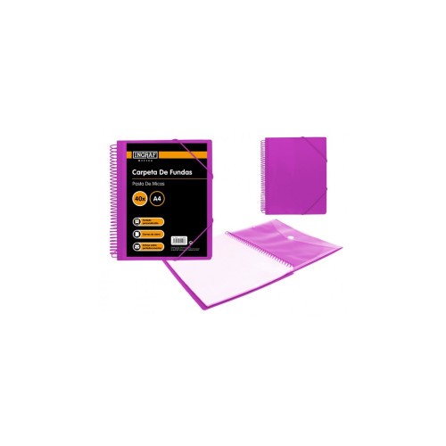 25069-CARPETA ESPIRAL 40 FUNDAS CON SOBRE A4 MORADO POLIPROPILENO INGRAF 332498