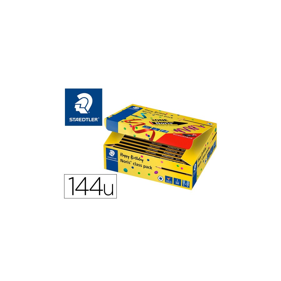 25102-CAJA 144 LAPICES GRAFITO BIG PACK NORIS 120-2 + REGALO 3 AFILALAPICES PLASTICO STAEDTLER 120 C144P1 25102-CAJA 144 LAPICES GRAFITO BIG PACK NORIS 120-2 + REGALO 3 AFILALAPICES PLASTICO STAEDTLER 120 C144P1