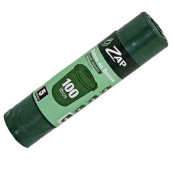 2538-ROLLO 5 UNIDADES BOLSA BASURA VERDE ESPECIAL JARDINERIA 100 LITROS ZAP 320391
