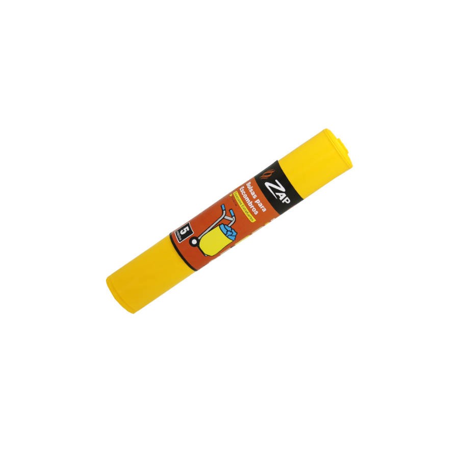 2539-ROLLO 5 UNIDADES BOLSA BASURA AMARILLO ESPECIAL ESCOMBROS 50 LITROS ZAP 320392