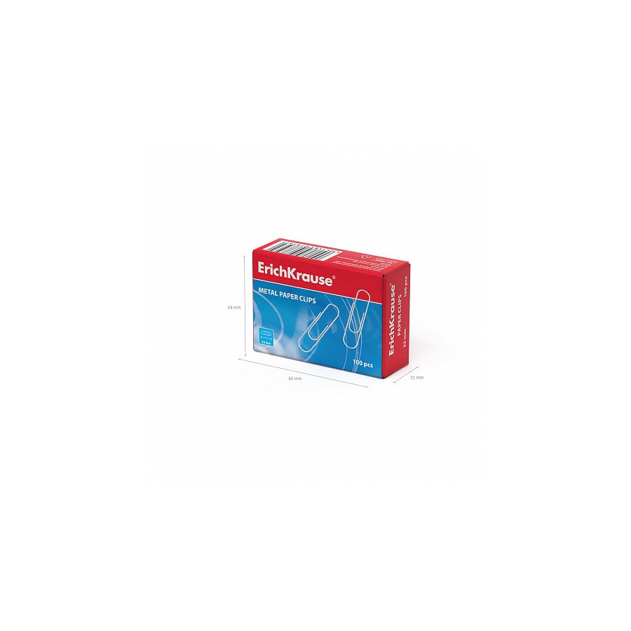25519-CAJA 100 CLIPS DE PAPEL NIQUELADOS 33MM ERICH KRAUSE 7856