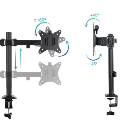 25770-TooQ Soporte de Mesa para 2 Pantallas 17"-27", Negro