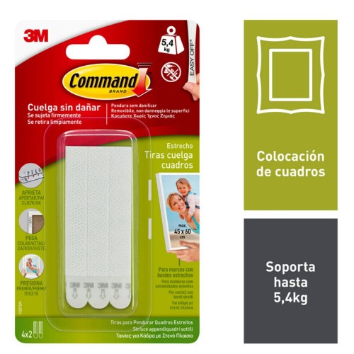 26002-BLISTER TIRAS ADHESIVAS ESTRECHAS PARA CUADROS HASTA 5,4KG COMMAND 17207 3M 7100127050