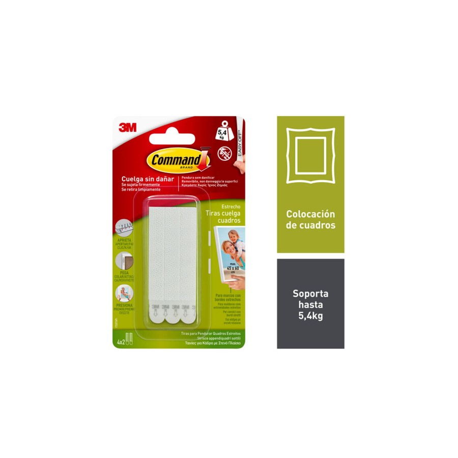 26002-BLISTER TIRAS ADHESIVAS ESTRECHAS PARA CUADROS HASTA 5,4KG COMMAND 17207 3M 7100127050 26002-BLISTER TIRAS ADHESIVAS ESTRECHAS PARA CUADROS HASTA 5,4KG COMMAND 17207 3M 7100127050