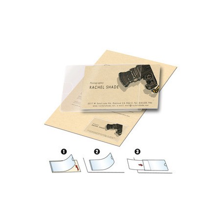 2637-PACK DE 100 FUNDAS ADHESIVAS PARA TARJETAS DE VISITA- APERTURA LATERAL - 60 X 95 MM 3L 10109