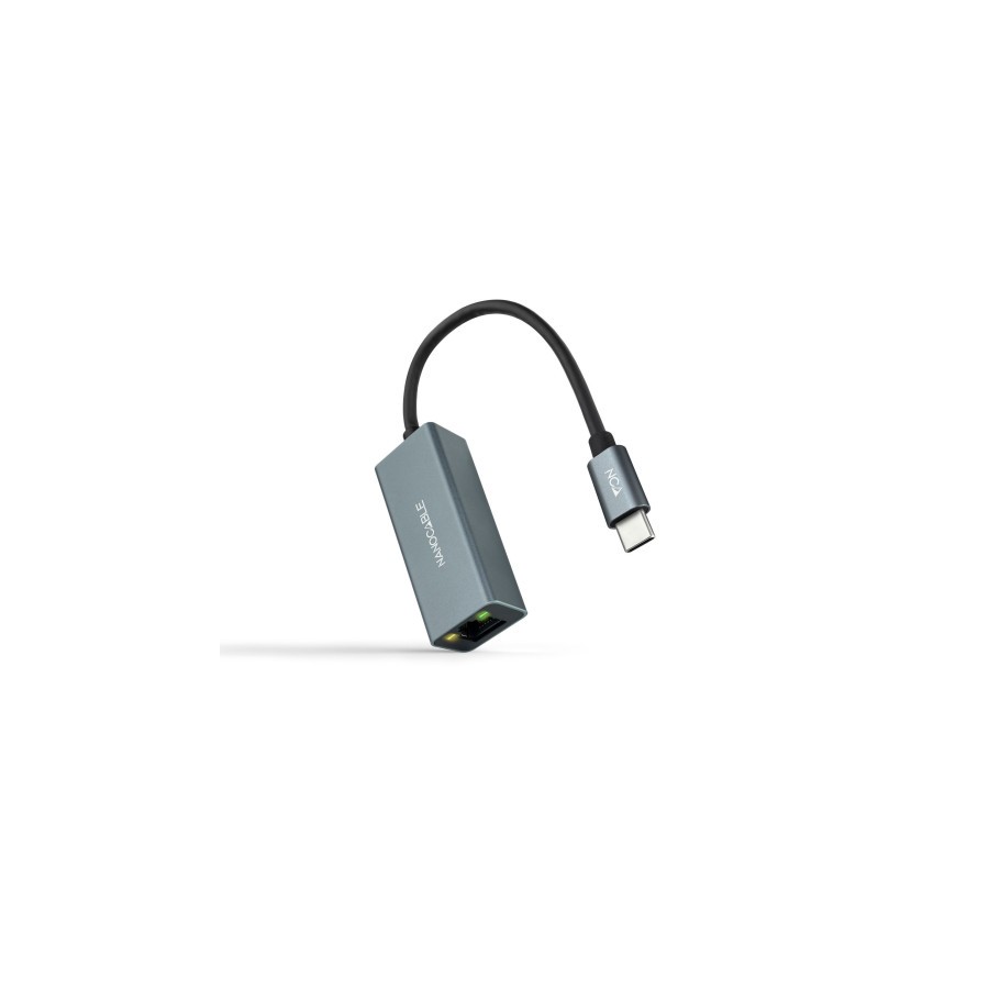 26490-Nanocable Conversor USB-C a Ethernet Gigabit 10/100/1000 Mbps, Aluminio, Gris, 15 cm 26490-Nanocable Conversor USB-C a Ethernet Gigabit 10/100/1000 Mbps, Aluminio, Gris, 15 cm