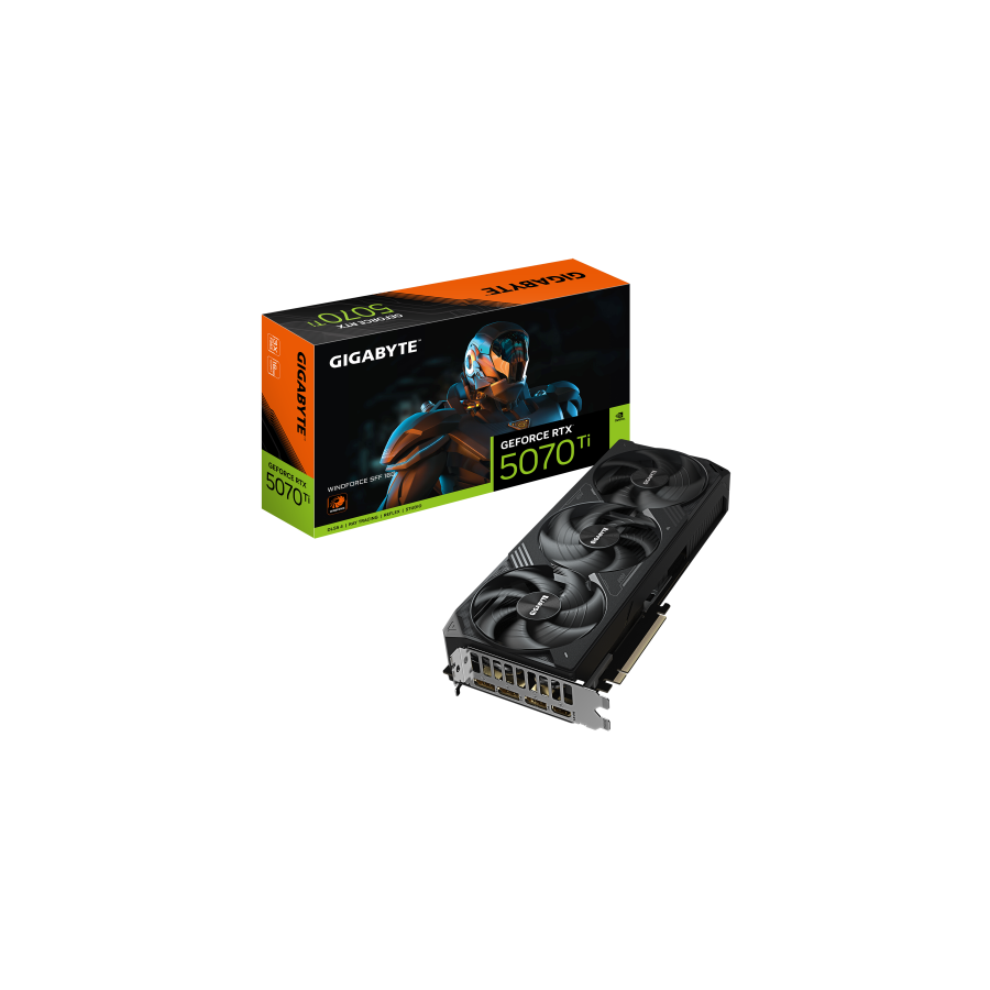 26569-GIGABYTE GeForce RTX 5070 Ti WINDFORCE SFF 16G Tarjeta Grafica - 16GB GDDR7, 256bit, PCI-E 5.0, 2452 MHz Frecuenci