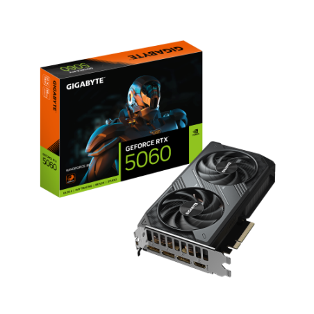 27868-GIGABYTE GeForce RTX 5060 WINDFORCE 8G Tarjeta Grafica - 8GB GDDR7, 128bit, PCI-E 5.0, 2497 MHz Frecuencia del nuc