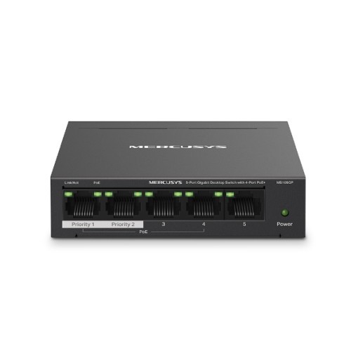 27905-Mercusys MS105GP switch Gigabit Ethernet (10/100/1000) Energia sobre Ethernet (PoE) Negro