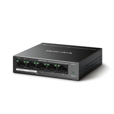 27906-Mercusys MS105GP switch Gigabit Ethernet (10/100/1000) Energia sobre Ethernet (PoE) Negro