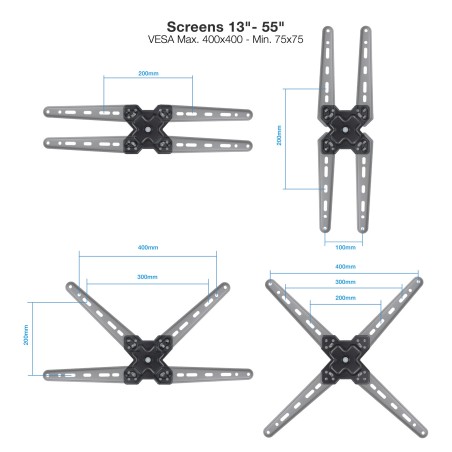 27991-TooQ Soporte de Pared para Pantallas 13"-55", Negro
