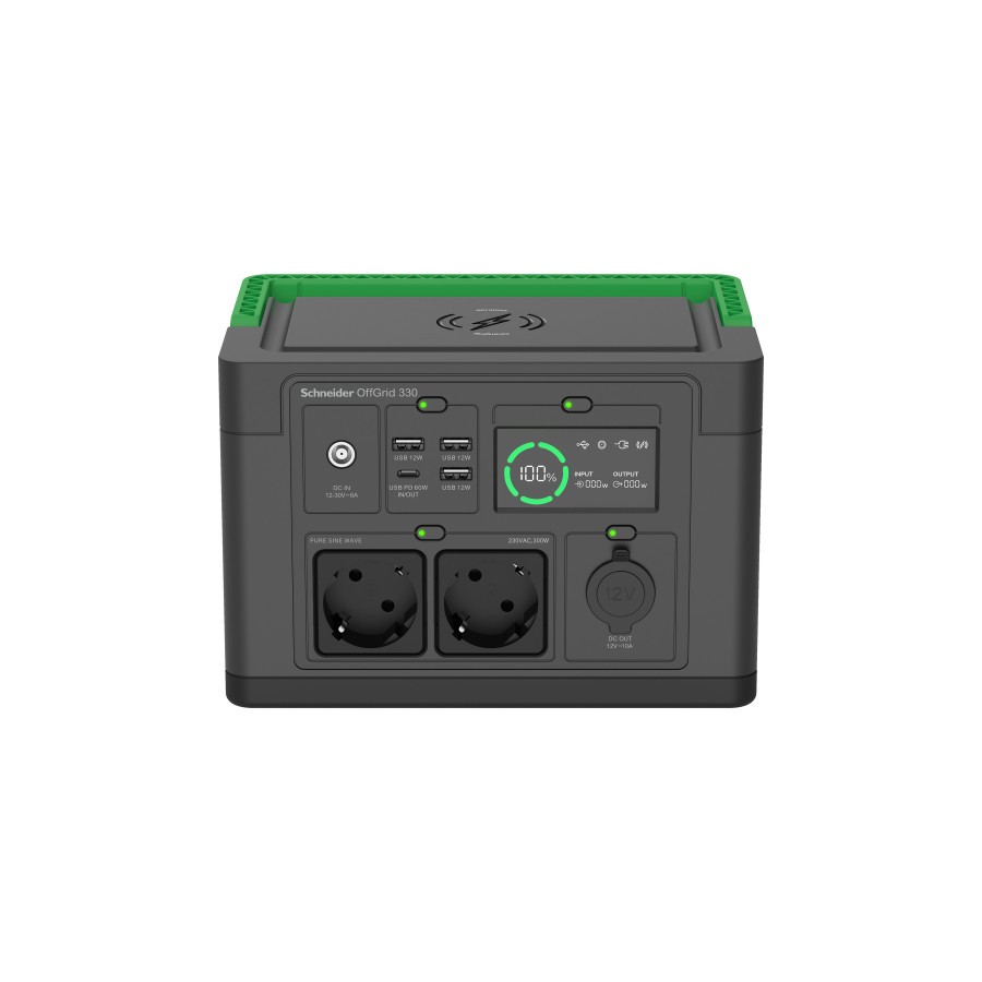 28017-SCHNEIDER OFFGRID PORTABLE POWER STATION 330, 332WH LITHIUM-ION, 2 SCHUKO, SINEWAVE 28017-SCHNEIDER OFFGRID PORTABLE POWER STATION 330, 332WH LITHIUM-ION, 2 SCHUKO, SINEWAVE