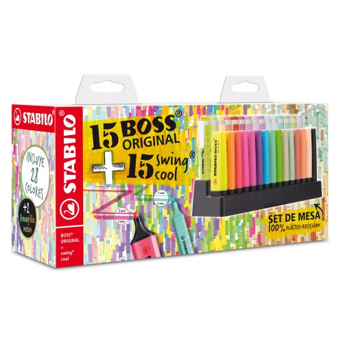 28101-EXPOSITOR DE MESA 30 MARCADORES (15 BOSS + 15 SWING COOL) STABILO E87-3710