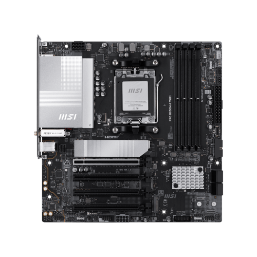 28482-PLACA MSI PRO B850M-P WIFI,AMD,AM5,B850,4DDR5,256GB,1HDMI+1DP,4SATA3+3M.2,5GBLAN+WIFI7+BT5.4,7USB3.2,MATX