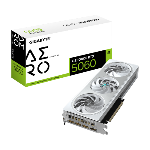 28792-GIGABYTE GeForce RTX 5060 AERO OC 8G Tarjeta Grafica - 8GB GDDR7, 128bit, PCI-E 5.0, 2595 MHz Frecuencia del nucle