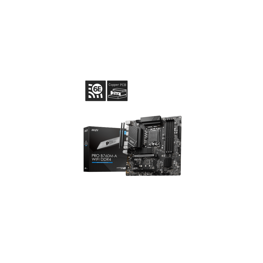 28999-MSI PRO B760M-A WIFI DDR4 placa base LGA 1700 micro ATX 28999-MSI PRO B760M-A WIFI DDR4 placa base LGA 1700 micro ATX