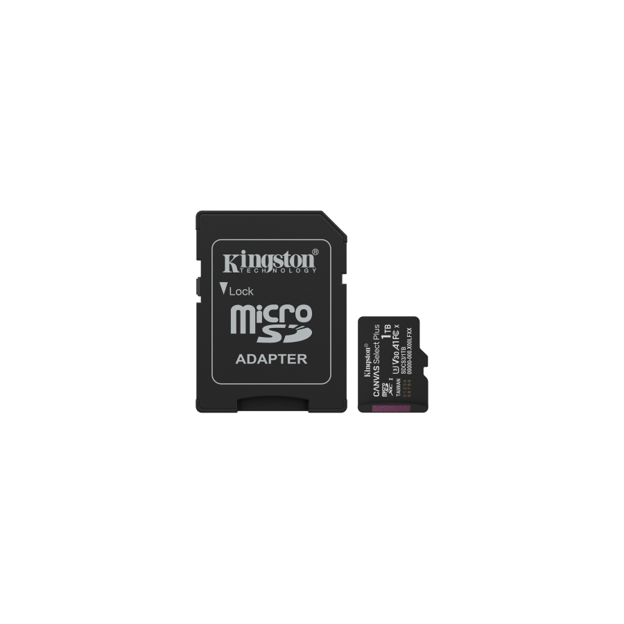 29112-Kingston Technology 1TB microSDXC Canvas Select Plus Gen3 150MB/s A1 (Incluye adaptador de SD)